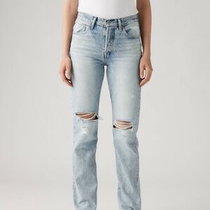 Levi’s High Waisted Light Wash Ripped Denim Jeans
